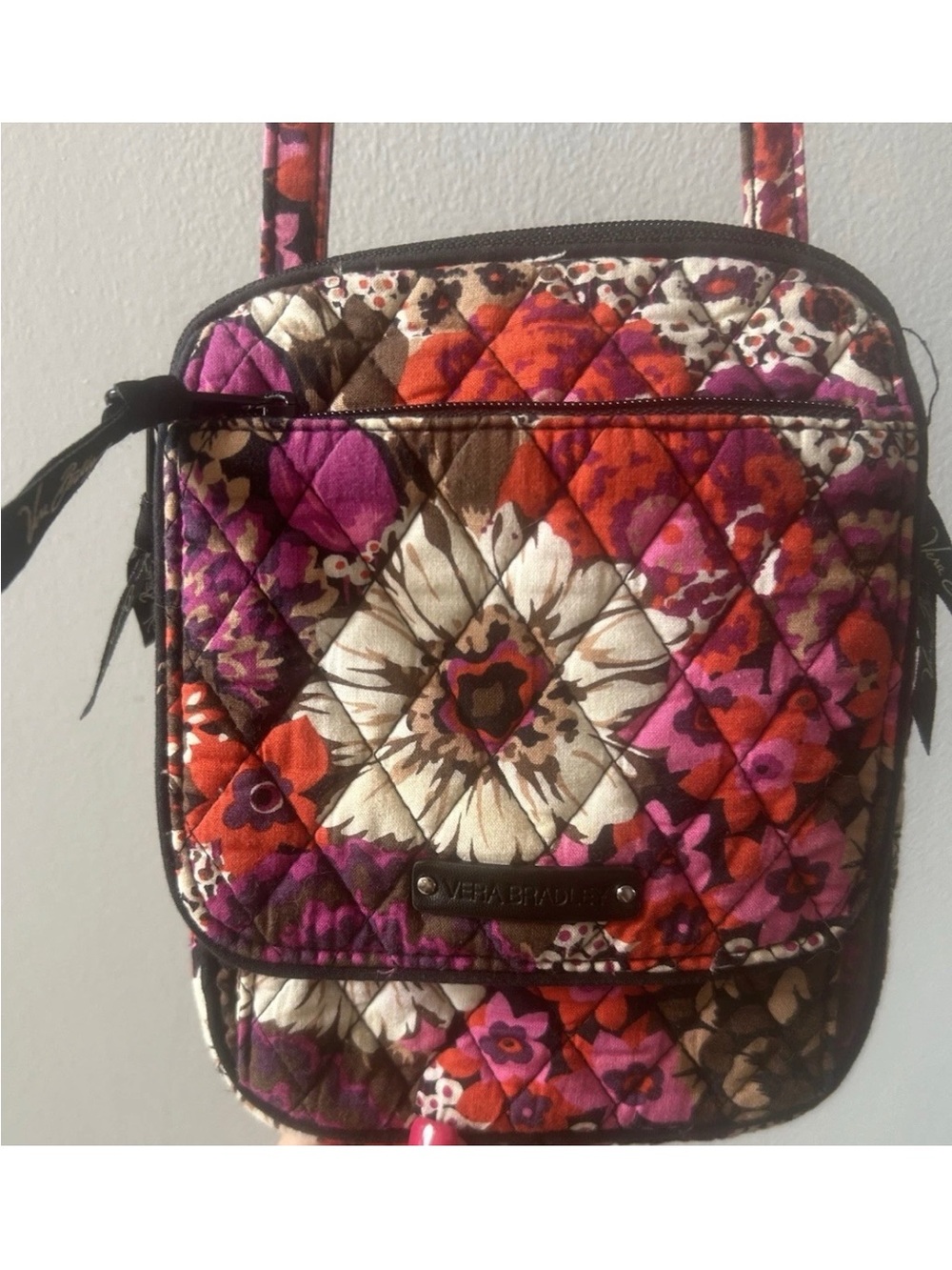 Vera Bradley retired Rosewood Floral Multicolor Crossbody Bag Zip Closure